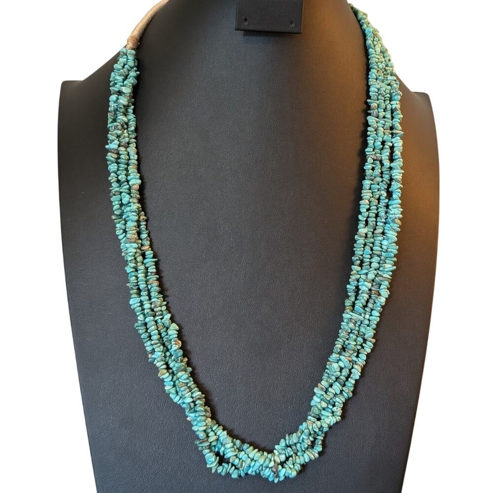 Five Strand Turquoise Small Turquoise Chip Southwest Western Necklace